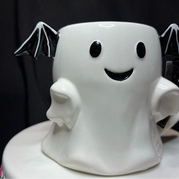 Cupcakes & Cashmere Halloween Black & White Ceramic Bat Coffee Mug - 22 FL. OZ - Picture 9 of 12